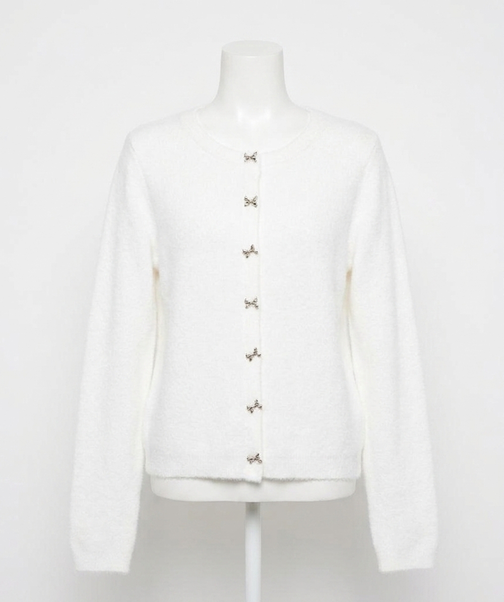 NEW ESQUALO bow buttons sweater in off white